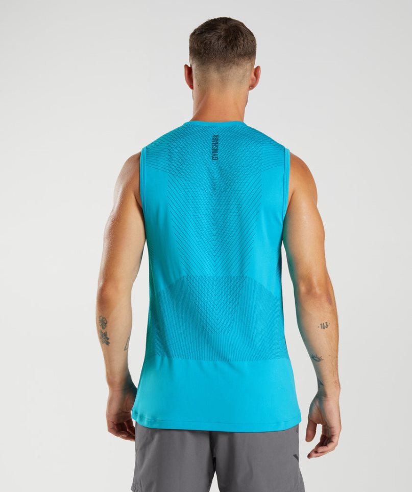 Men's Gymshark Apex Seamless Tanks Blue | NZ 9GWFDS